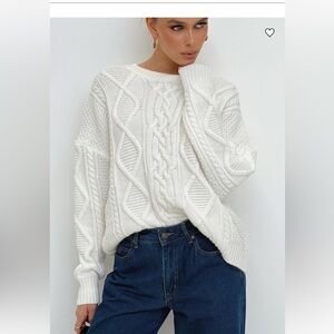Princess Polly Canlish Cable Sweater Cream